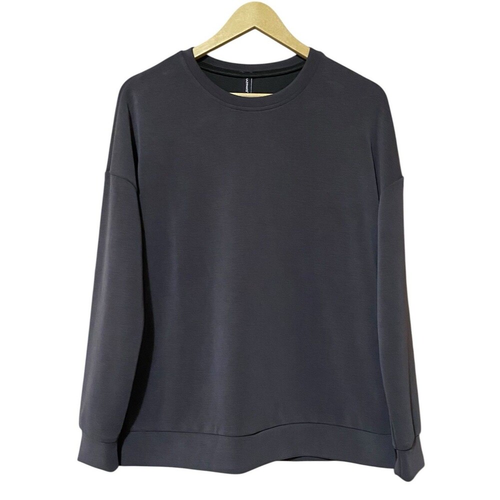 LAZYPANTS Crewneck Sweatshirt M Charcoal Gray Modal Relaxed Fit Athleisure NWT